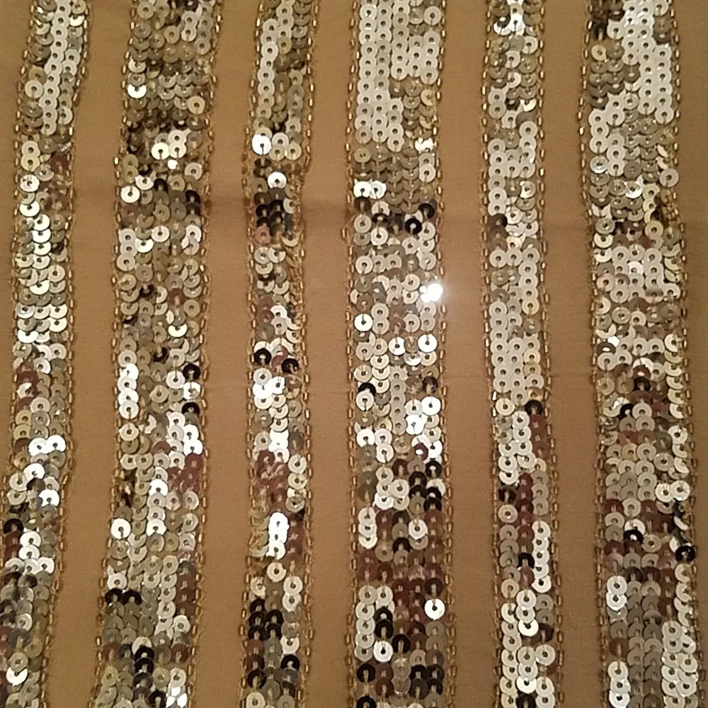 Gold Metallic Sequin and Silk Above Knee Shift Dress Party Dance Prom Sz 2 EUC - Picture 7 of 14